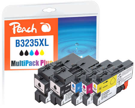 Peach B3235 XL Spar Plus Pack Druckerpatronen XL (2*bk, c/m/y) ersetzt Brother LC-3235XL für z.B. Brother DCPJ 1100 DW, 