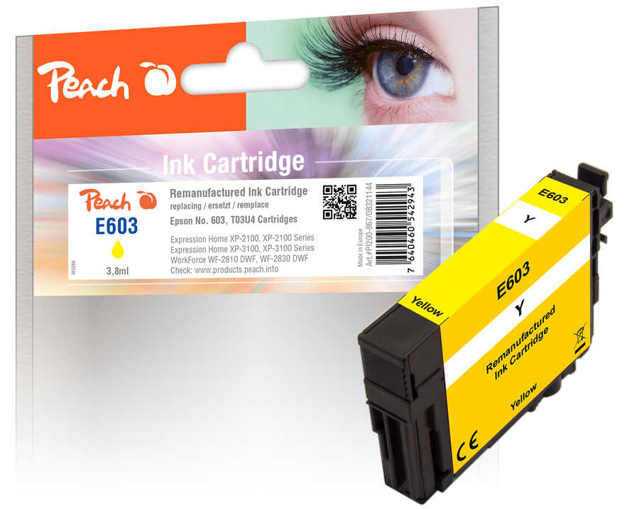 Image of Peach E603Y Druckerpatrone ye ersetzt Epson No. 603Y, C13T03U44010 für z.B. Epson Expression Home XP -2100, Epson Expression Home XP -2105bei 3ppp3 Peach online Shop