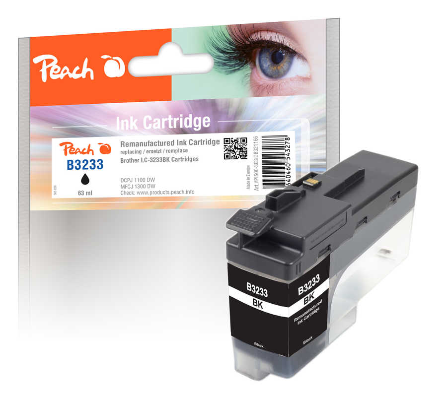 Peach B3233 BK Druckerpatrone bk ersetzt Brother LC-3233BK für z.B. Brother DCPJ 1100 DW, Brother MFCJ 1300 DW