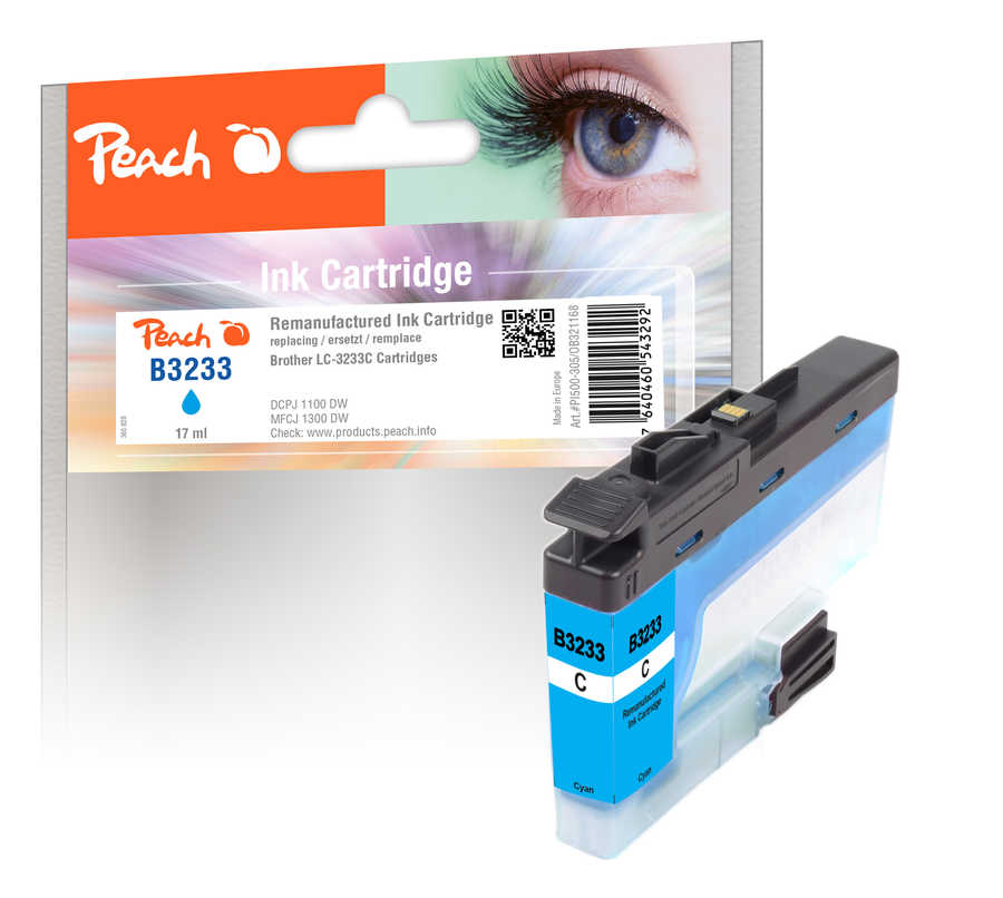 Peach Tintenpatrone cyan kompatibel zu Brother LC-3233C