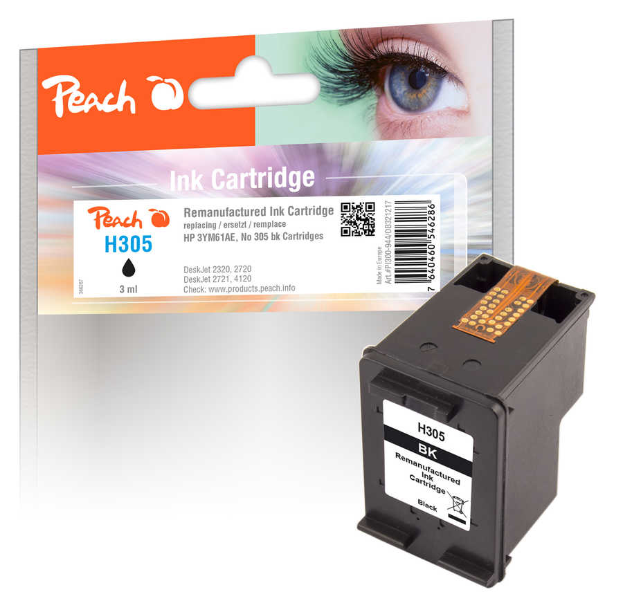 Peach Druckkopf schwarz kompatibel zu HP No. 305 BK, 3YM61AE