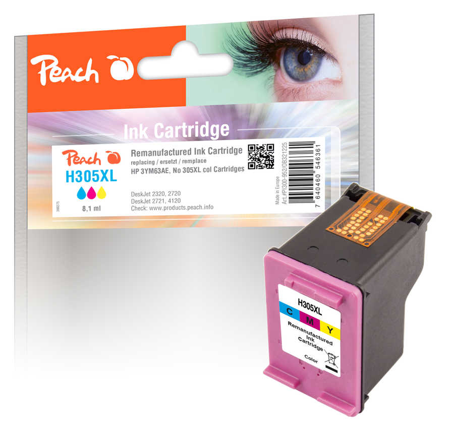 Peach HP 305 XLC Druckkopf XL col ersetzt HP No. 305XL C, 3YM63AE für z.B. HP DeskJet 2700, HP Envy 6020, HP Envy 6010, 