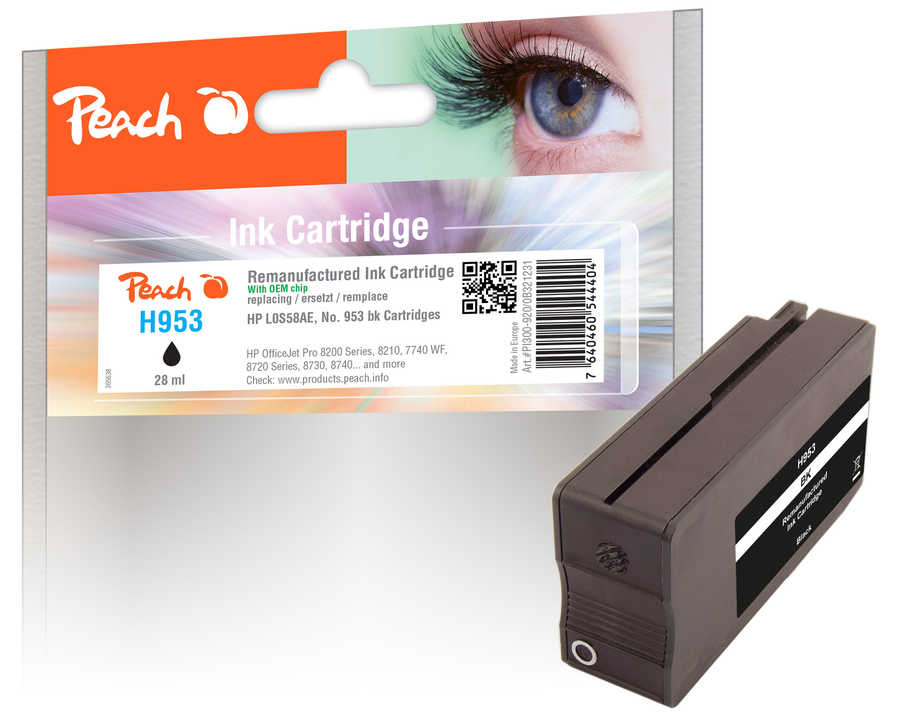 Image of Peach HP 953 bk Druckerpatrone bk ersetzt HP No. 953 bk, L0S58AE für z.B. HP OfficeJet Pro 8720, HP OfficeJet Pro 8715, HP OfficeJet Pro 8730