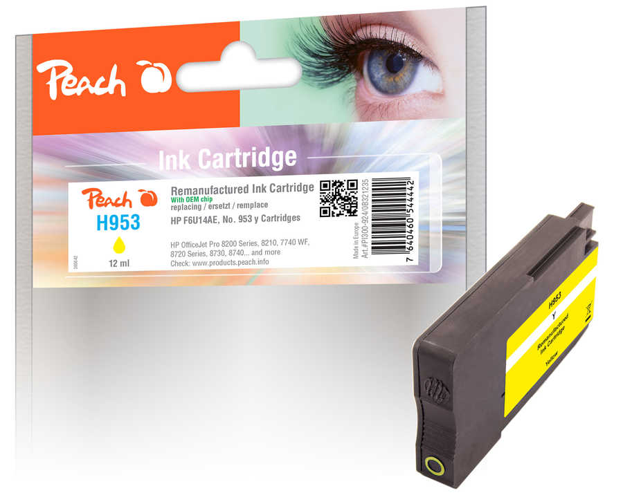 Image of Peach HP 953 y Druckerpatrone ye ersetzt HP No. 953 y, F6U14AE für z.B. HP OfficeJet Pro 8720, HP OfficeJet Pro 8715, HP OfficeJet Pro 8730