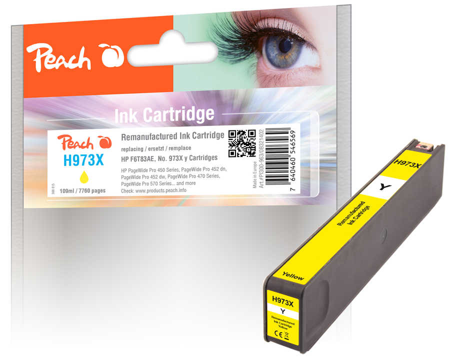 Peach HP 973 XY Druckerpatrone XL ye ersetzt HP No. 973X Y, F6T83AE für z.B. HP PageWide Pro 450, HP PageWide Pro 452 dn