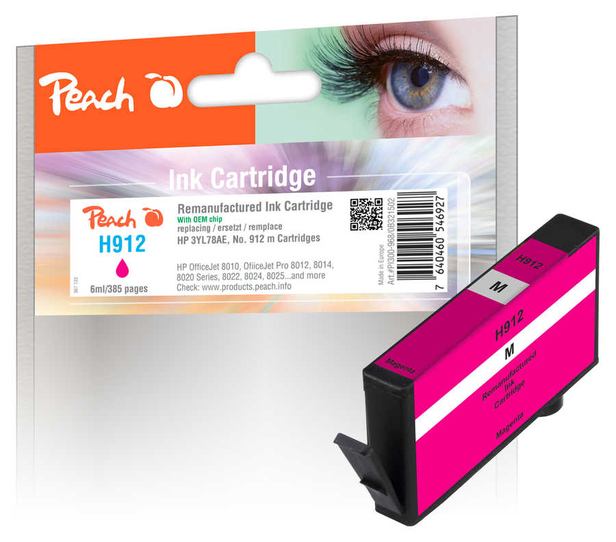 Image of Peach HP 912 M Druckerpatrone ma ersetzt HP No. 912 M, 3YL78AE für z.B. HP OfficeJet Pro 8020, HP OfficeJet Pro 8024, HP OfficeJet 8010