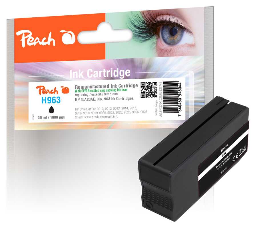 Peach Tintenpatrone schwarz kompatibel zu HP No. 963 BK, 3JA26AE