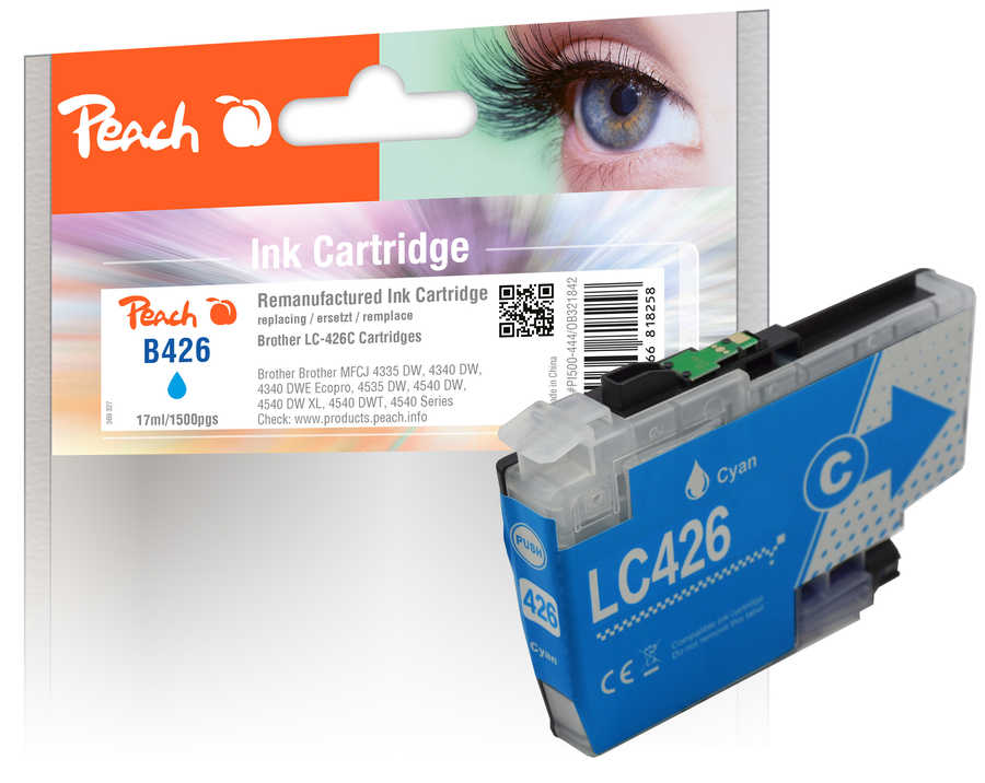 Image of Peach B426 C Druckerpatrone cy ersetzt Brother LC-426C für z.B. Brother MFCJ 4335 DW, Brother MFCJ 4340 DWE Ecopro, Brother MFCJ 4340 DW