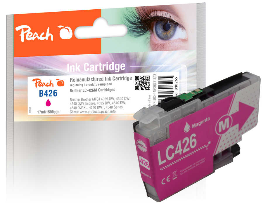Image of Peach B426 M Druckerpatrone ma ersetzt Brother LC-426M für z.B. Brother MFCJ 4335 DW, Brother MFCJ 4340 DWE Ecopro, Brother MFCJ 4340 DW