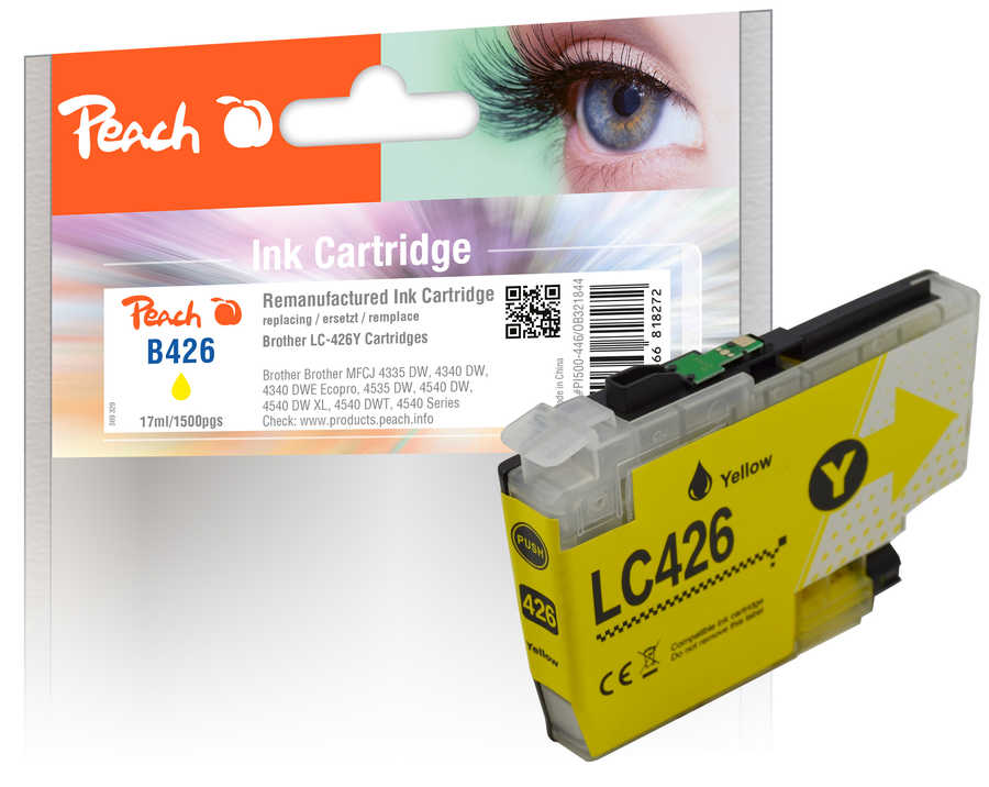 Image of Peach B426 Y Druckerpatrone ye ersetzt Brother LC-426Y für z.B. Brother MFCJ 4335 DW, Brother MFCJ 4340 DWE Ecopro, Brother MFCJ 4340 DW