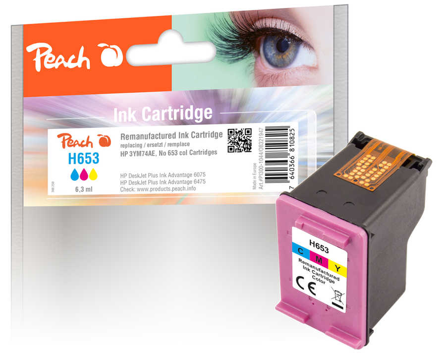 Image of Peach HP 653 col Druckkopf col ersetzt HP No. 653 col, 3YM74AE für z.B. HP DeskJet Plus Ink Advantage 6475, HP DeskJet Plus Ink Advantage 6075
