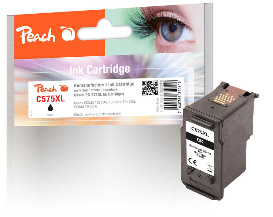 Image of Peach C575 XL Druckkopf XL bk ersetzt Canon PG-575XL, 5437C001 für z.B. Canon Pixma TS 3750 i, Canon Pixma TR 4755 i, Canon Pixma TS 3700