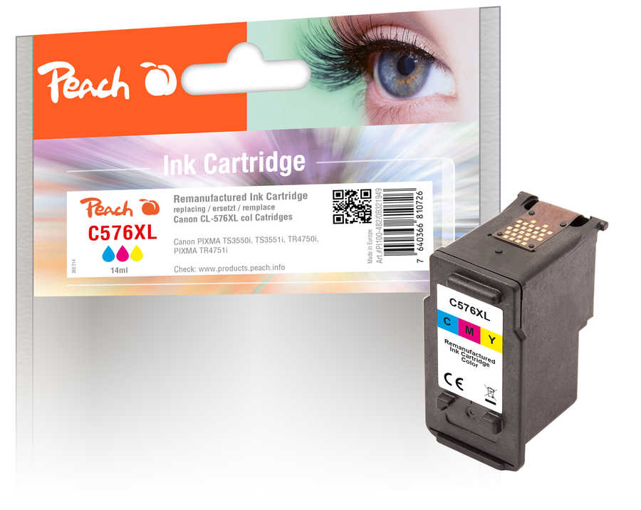 Image of Peach C576 XL Druckkopf XL col ersetzt Canon CL-576XL, 5441C001 für z.B. Canon Pixma TS 3750 i, Canon Pixma TR 4755 i, Canon Pixma TS 3700