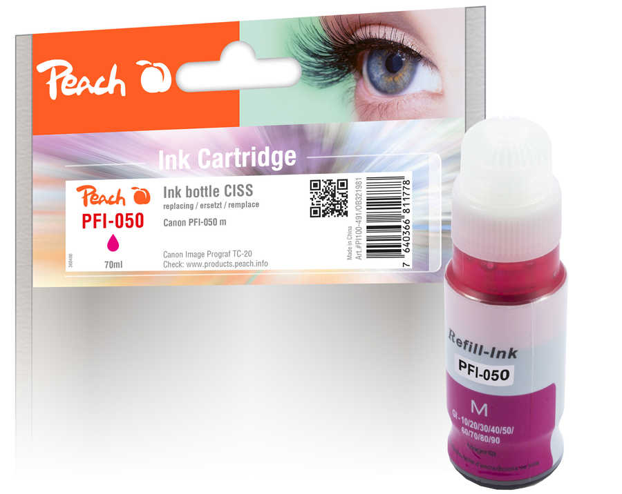 Image of Peach C050 Tintenbehälter pigm. ma ersetzt Canon PFI-050 für z.B. Canon imagePROGRAF TC -20, Canon imagePROGRAF TC -20 M, Canon imagePROGRAF TC -21
