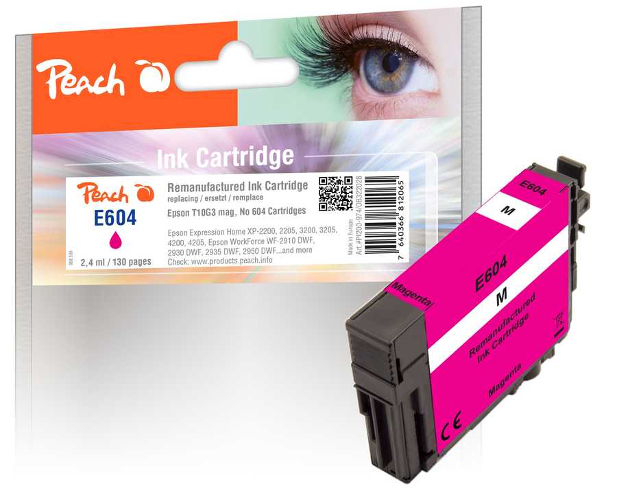 Image of Peach E604 Druckerpatrone ma ersetzt Epson No. 604, T10G340 für z.B. Epson Expression Home XP -2200, Epson Expression Home XP -2205