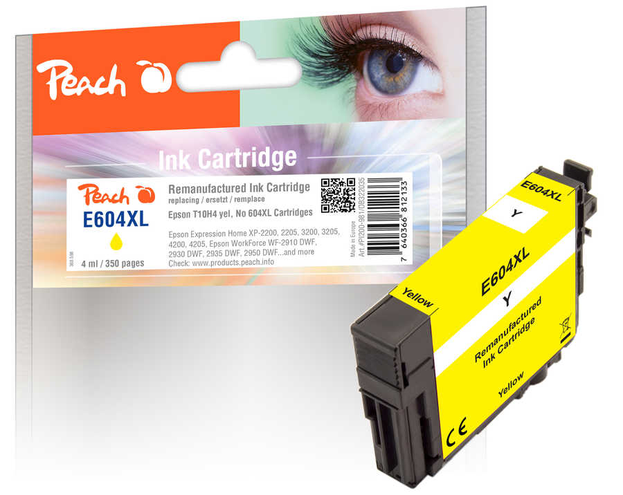 Image of Peach E604 XL Druckerpatrone XL ye ersetzt Epson No. 604XL, T10H440 für z.B. Epson Expression Home XP -2200, Epson Expression Home XP -2205