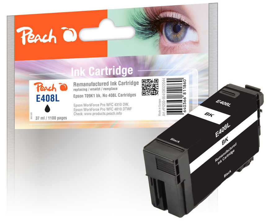 Image of Peach E408 L Druckerpatrone XL bk ersetzt Epson No. 408L, T09K140 für z.B. Epson WorkForce Pro WFC 4310 DW, Epson WorkForce Pro WFC 4810 DTWF
