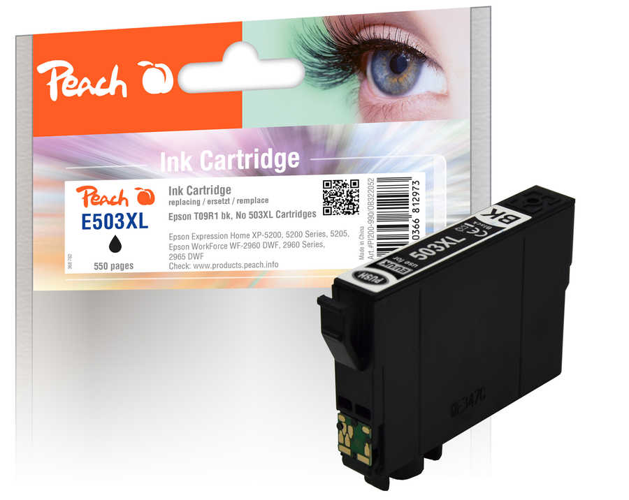 Image of Peach E503 XL Druckerpatrone XL bk ersetzt Epson No. 503XL, T09R140 für z.B. Epson Expression Home XP -5200, Epson Expression Home XP -5205