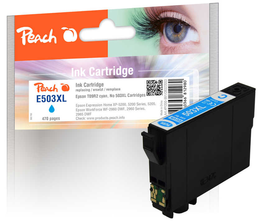 Image of Peach E503 XL Druckerpatrone XL cy ersetzt Epson No. 503XL, T09R240 für z.B. Epson Expression Home XP -5200, Epson Expression Home XP -5205