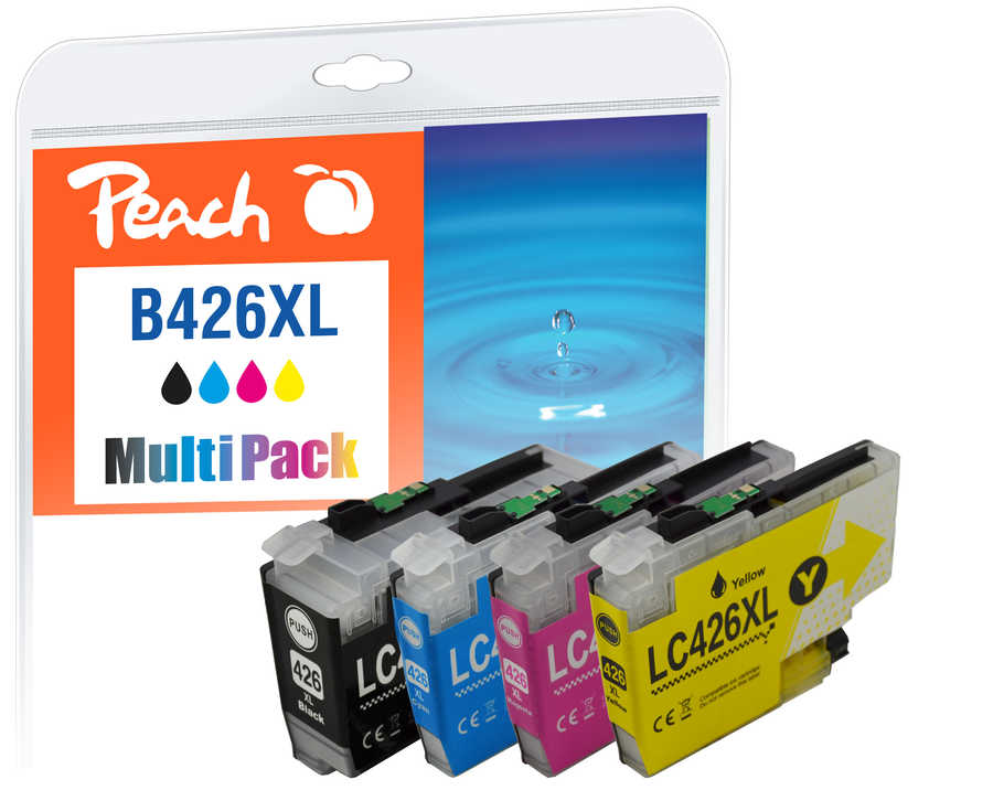 Peach B426 XL 4 Druckerpatronen XL (bk, c/m/y) ersetzt Brother LC-426XL, LC-426XLVALP für z.B. Brother MFCJ 4335 DW, Brother MFCJ 4340 DW