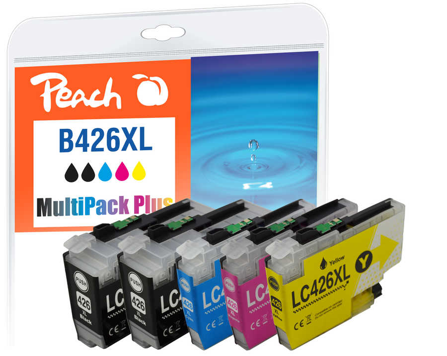 Peach B426 XL 5 Druckerpatronen XL (2*bk, c/m/y) ersetzt Brother LC-426XL für z.B. Brother MFCJ 4335 DW, Brother MFCJ 4340 DW, Brother MFCJ 4535 DW