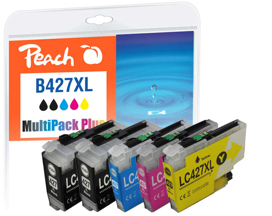Peach B427 XL 5 Druckerpatronen XL (2*bk, c/m/y) ersetzt Brother LC-427XL für z.B. Brother HLJ 6010 DW, Brother MFCJ 5955 DW, Brother MFCJ 6950