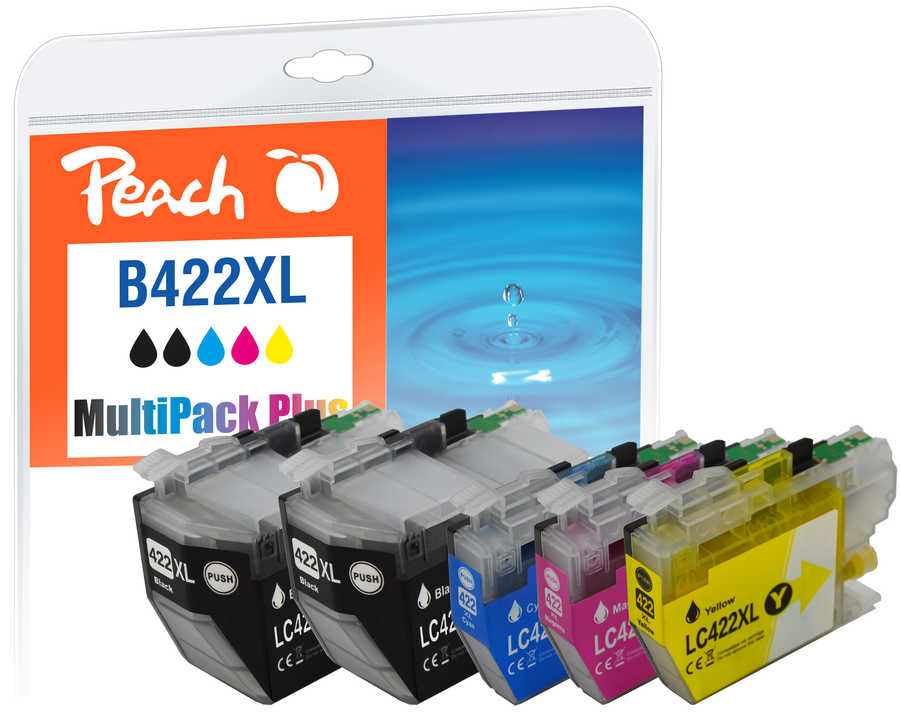 Peach B422 XL 5 Druckerpatronen XL (2*bk, c/m/y) ersetzt Brother LC-422XL für z.B. Brother MFCJ 5345 DW, Brother MFCJ 5340 DW, Brother MFCJ 5740 DW
