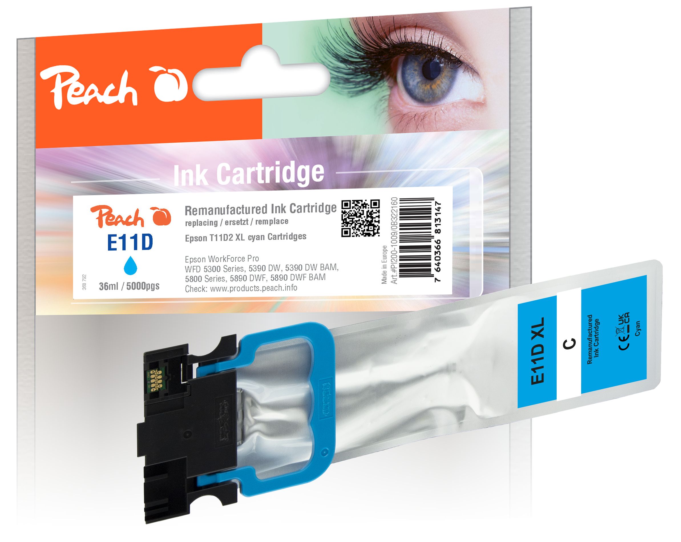 Image of Peach E11 Druckerpatrone XL cy ersetzt Epson T11D2, C13T11D240 für z.B. Epson WorkForce Pro WFC 5300, Epson WorkForce Pro WFC 5390 DW