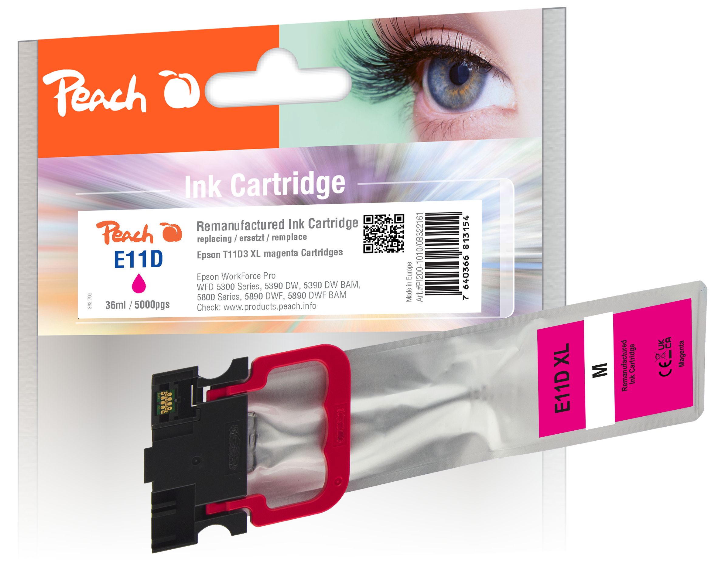 Image of Peach E11 Druckerpatrone XL ma ersetzt Epson T11D3, C13T11D340 für z.B. Epson WorkForce Pro WFC 5300, Epson WorkForce Pro WFC 5390 DW