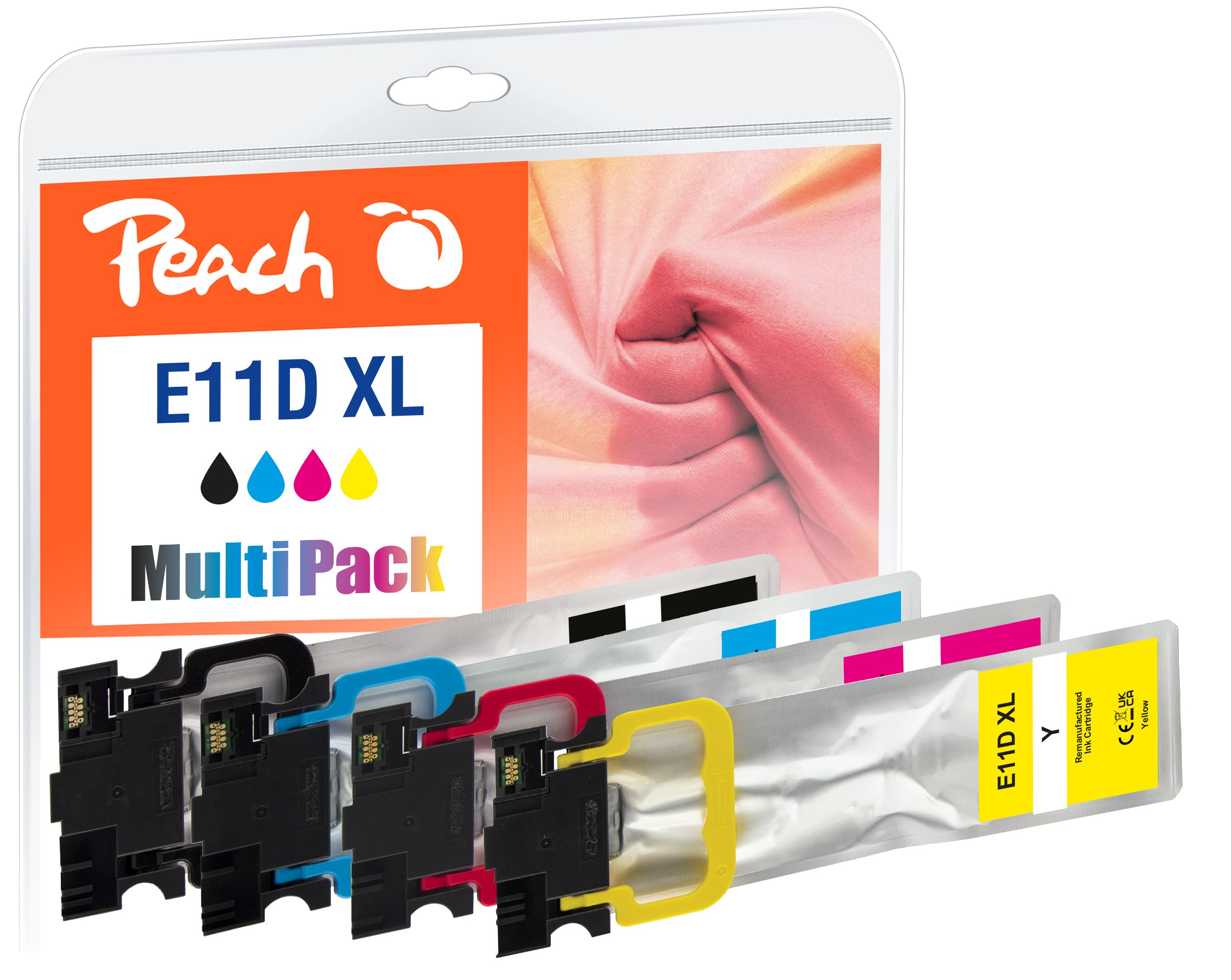 Peach E11 4 Druckerpatronen XL (bk, c/m/y) ersetzt Epson T11D1, T11D2, T11D3, T11D4 für z.B. Epson WorkForce Pro WFC 5300