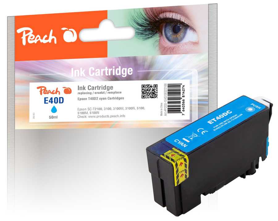 Image of Peach E40 Druckerpatrone XL cy ersetzt Epson T40D2, C13T40D240 für z.B. Epson SureColor SCT 2100, Epson SureColor SCT 3100, Epson SureColor SCT 5100