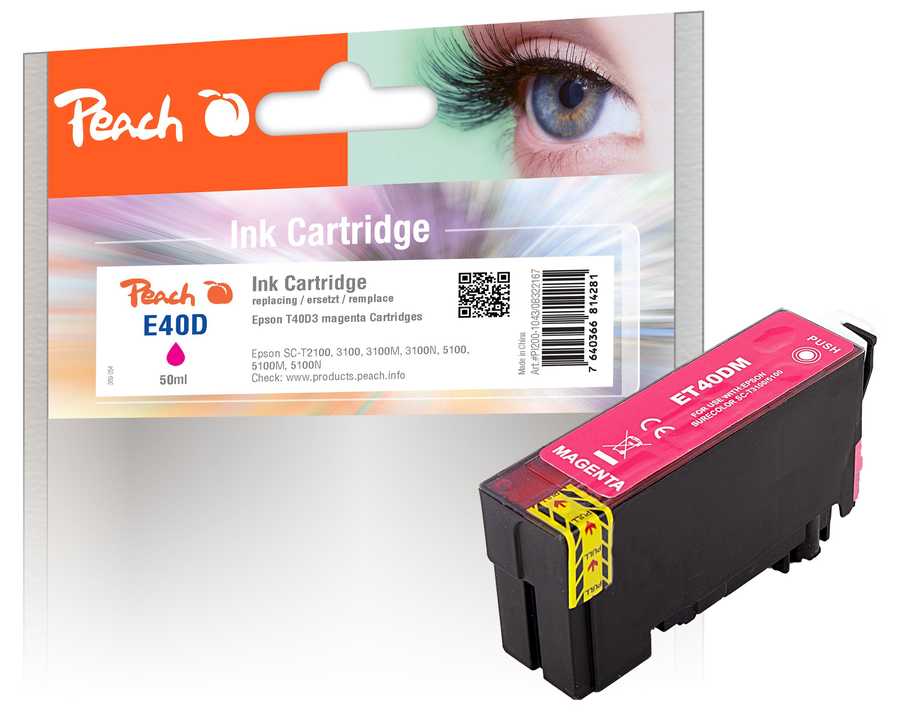 Image of Peach E40 Druckerpatrone XL ma ersetzt Epson T40D3, C13T40D340 für z.B. Epson SureColor SCT 2100, Epson SureColor SCT 3100, Epson SureColor SCT 5100
