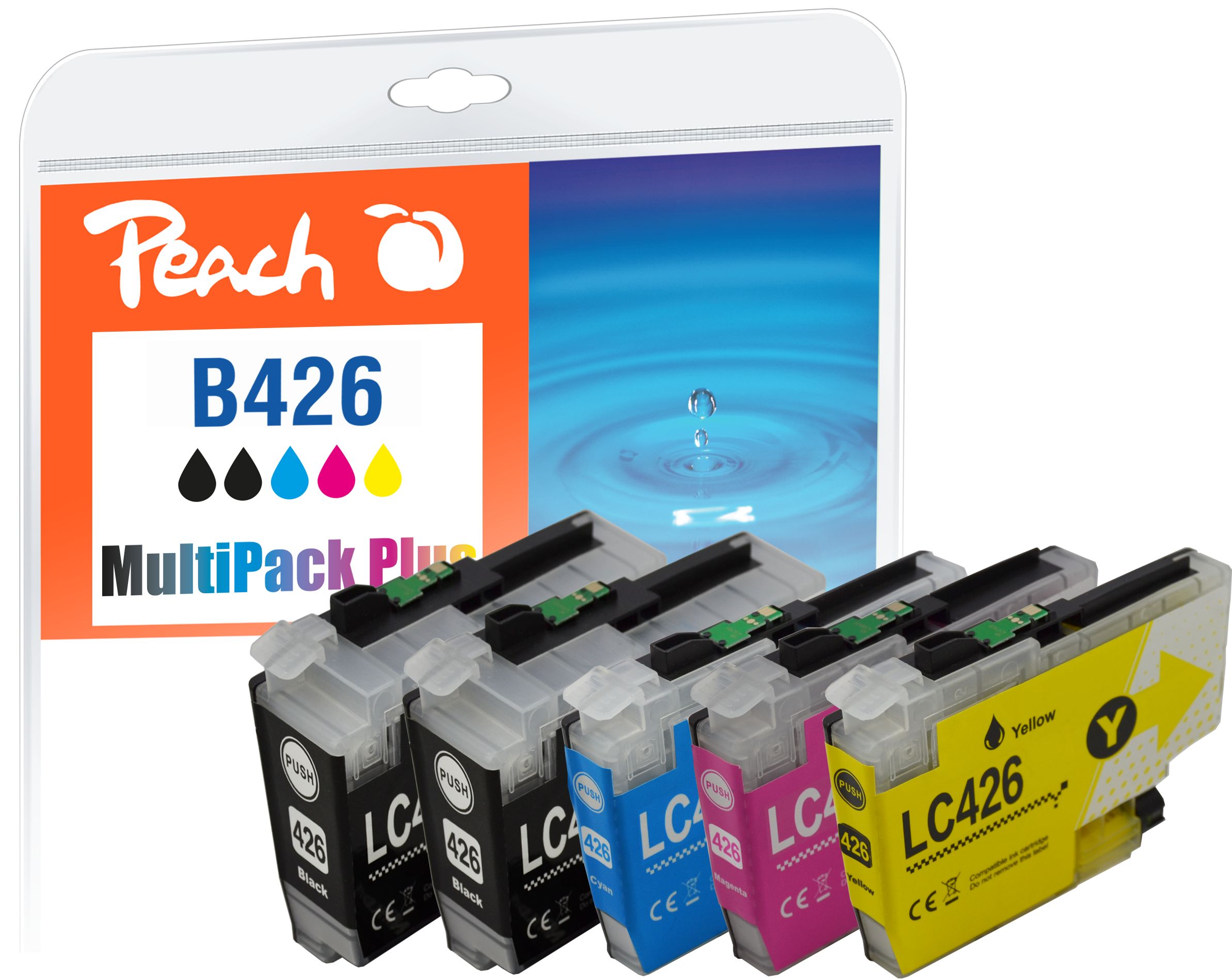 Peach B426 Spar Plus Pack Druckerpatronen (2*bk, c/m/y) ersetzt Brother LC-426 für z.B. Brother MFCJ 4335 DW, Brother MFCJ 4340 DW, Brother MFCJ 4540