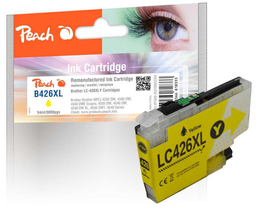 Image of Peach B426 XLY Druckerpatrone XL ye ersetzt Brother LC-426XLY für z.B. Brother MFCJ 4335 DW, Brother MFCJ 4340 DWE Ecopro, Brother MFCJ 4340 DW