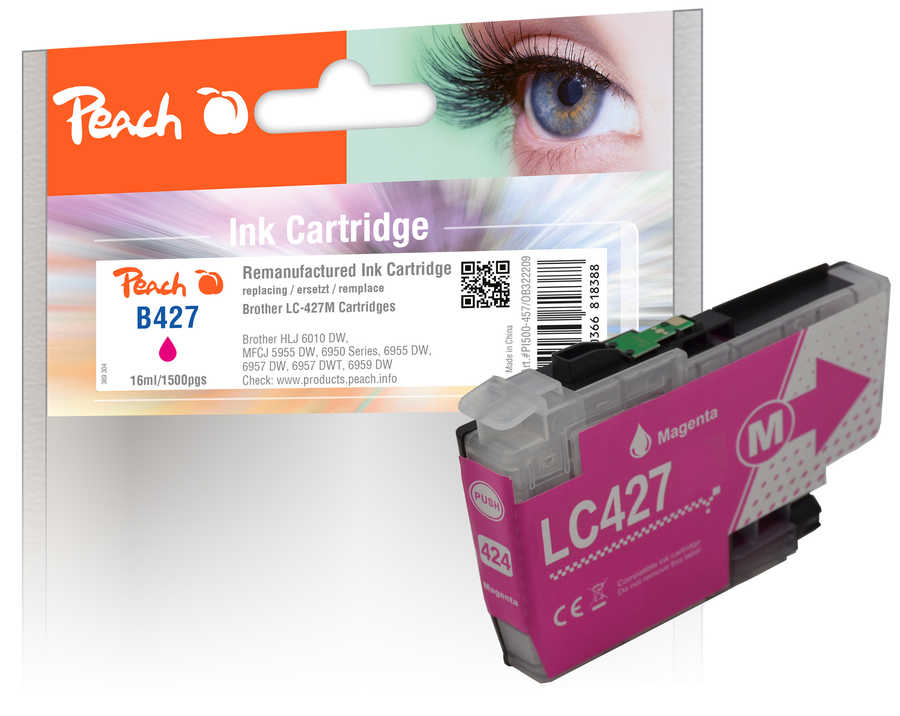 Image of Peach B427 M Druckerpatrone ma ersetzt Brother LC-427M für z.B. Brother HLJ 6010 DW, Brother MFCJ 5955 DW, Brother MFCJ 6950, Brother MFCJ 6955 DW