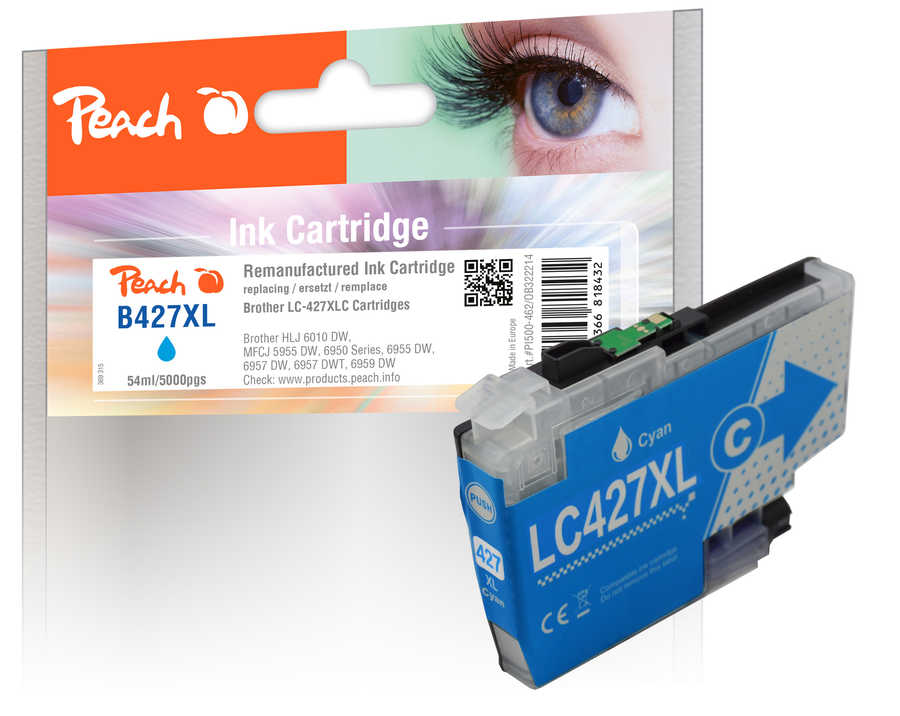Image of Peach B427 XLC Druckerpatrone XL cy ersetzt Brother LC-427XLC für z.B. Brother HLJ 6010 DW, Brother MFCJ 5955 DW, Brother MFCJ 6950