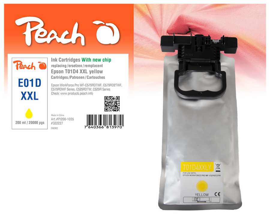 Image of Peach E1D4 Druckerpatrone XL ye ersetzt Epson T01D4, C13T01D400 für z.B. Epson WorkForce Pro WFC 529 R DTW, Epson WorkForce Pro WFC 570