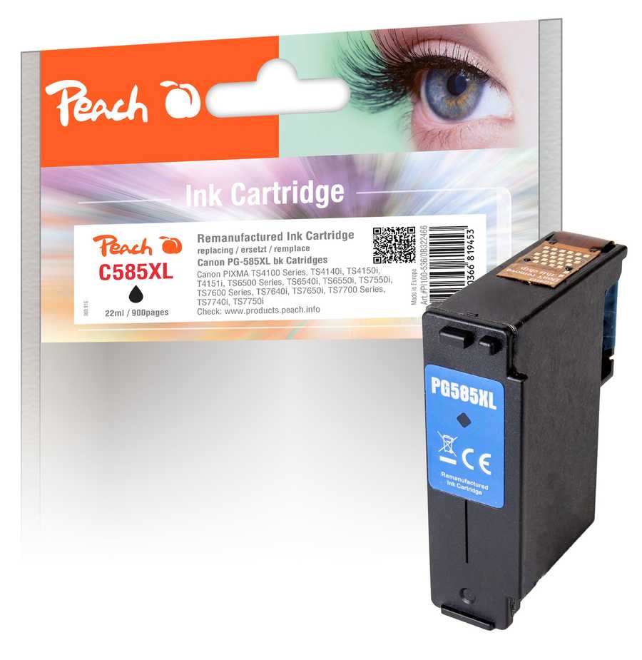Image of Peach C585 XLBK Druckkopf XL bk ersetzt PG-585XLBK, 6204C001