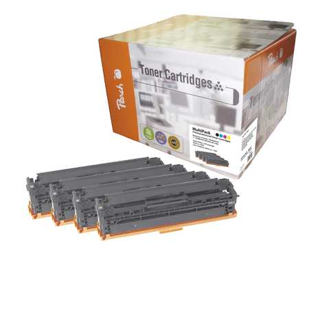 Peach HP 125 A 4 Toner (bk, c/m/y) ersetzt HP No. 125A, CB540A, CB541A, CB542A, CB543A für z.B. HP Color LaserJet CP 121