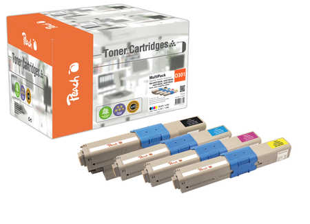 Peach O4496/47/97 4 Toner (bk, c/m/y) ersetzt OKI 44973533-6 für z.B. OKI C 301 DN, OKI C 321 DN, OKI MC 332 DN, OKI MC 