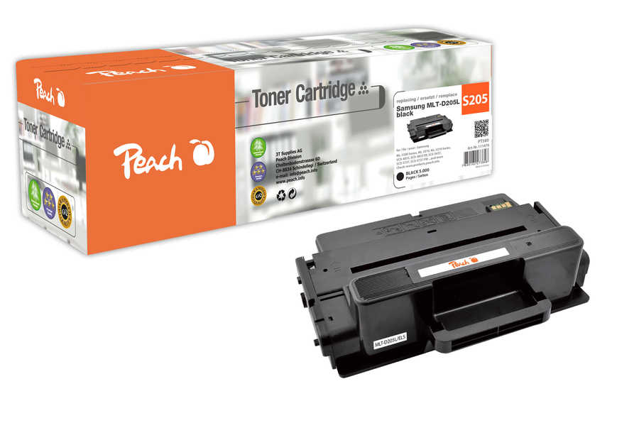 Peach S205 Toner XL bk ersetzt Samsung MLT-D205L/ELS, SU963A für z.B. Samsung ML -3300, Samsung ML -3310, Samsung ML -33