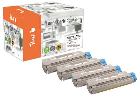 Peach O4332/36/38 4 Toner (bk, c/m/y) ersetzt OKI 43324421, 43324422, 43324423, 43324424 für z.B. OKI C 5500 N, OKI C 55