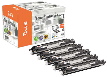 Peach HP 126 A 5 Toner (2*bk, c/m/y) ersetzt HP No. 126A, CE310A*2, CE311A, CE312A, CE313A für z.B. HP LaserJet Pro 100 