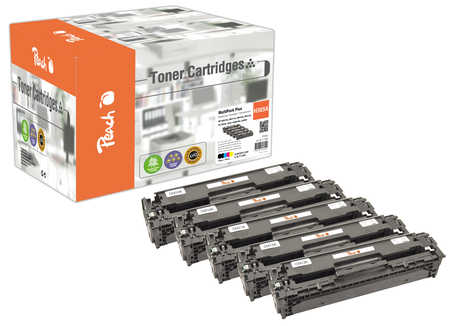 Peach HP 305 A 5 Toner (2*bk, c/m/y) ersetzt HP No. 305A, CE410A*2, CE411A, CE412A, CE413A für z.B. HP LaserJet Pro 300 