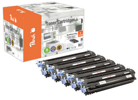 Peach HP 124 A 5 Toner (2*bk, c/m/y) ersetzt HP No. 124A, Q6000A*2, Q6001A, Q6002A, Q6003A für z.B. HP Color LaserJet 16