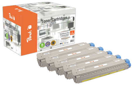 Peach O4332/36/38 5 Toner (2*bk, c/m/y) ersetzt OKI 43324421, 43324422, 43324423, 43324424 für z.B. OKI C 5500 N, OKI C 