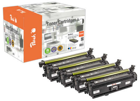 Peach HP 504 X 4 Toner (bk, c/m/y) ersetzt HP No. 504X, CE250X, CE251A, CE252, CE253 für z.B. HP Color LaserJet CM 3500,