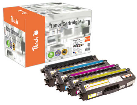 Peach B321 4 Toner (bk, c/m/y) ersetzt Brother TN-321 für z.B. Brother DCPL 8400 CDN, Brother DCPL 8450 CDW, Brother HLL