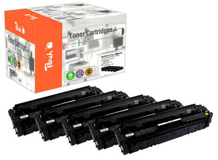 Peach HP 201 X 5 Toner XL (2*bk, c/m/y) ersetzt HP No. 201X, CF400X*2, CF401X, CF402X, CF403X für z.B. HP Color LaserJet