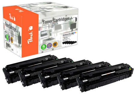 Peach HP 201 A 5 Toner (2*bk, c/m/y) ersetzt HP No. 201A, CF400A*2, CF401A, CF402A, CF403A für z.B. HP Color LaserJet Pr